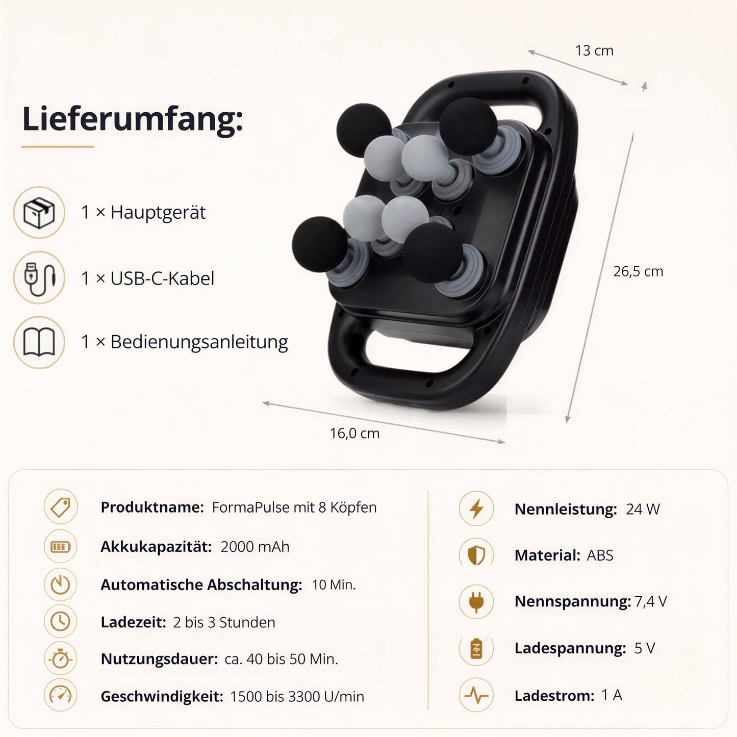 FormaPuls - Massagegerät mit 8 aktiven Köpfen